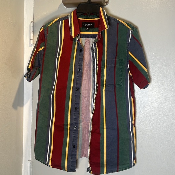 PacSun Retro Men’s Striped Button Up - Picture 2 of 6